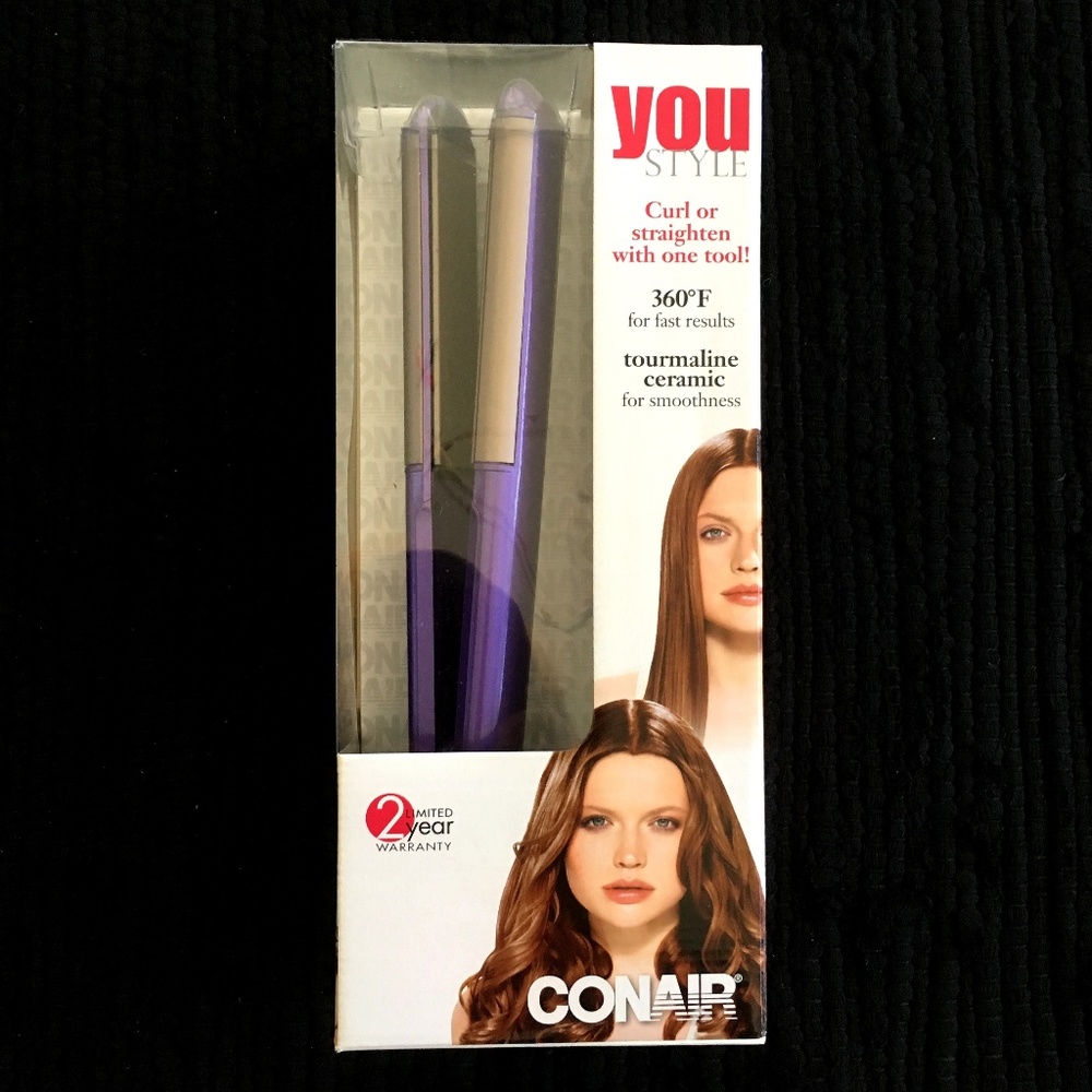 Conair 2-in-1 curling and straightening iron, new